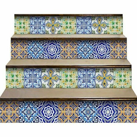 Homeroots 7 x 7 in. Lima Multi Blue Mosaic Peel & Stick Tiles 400313